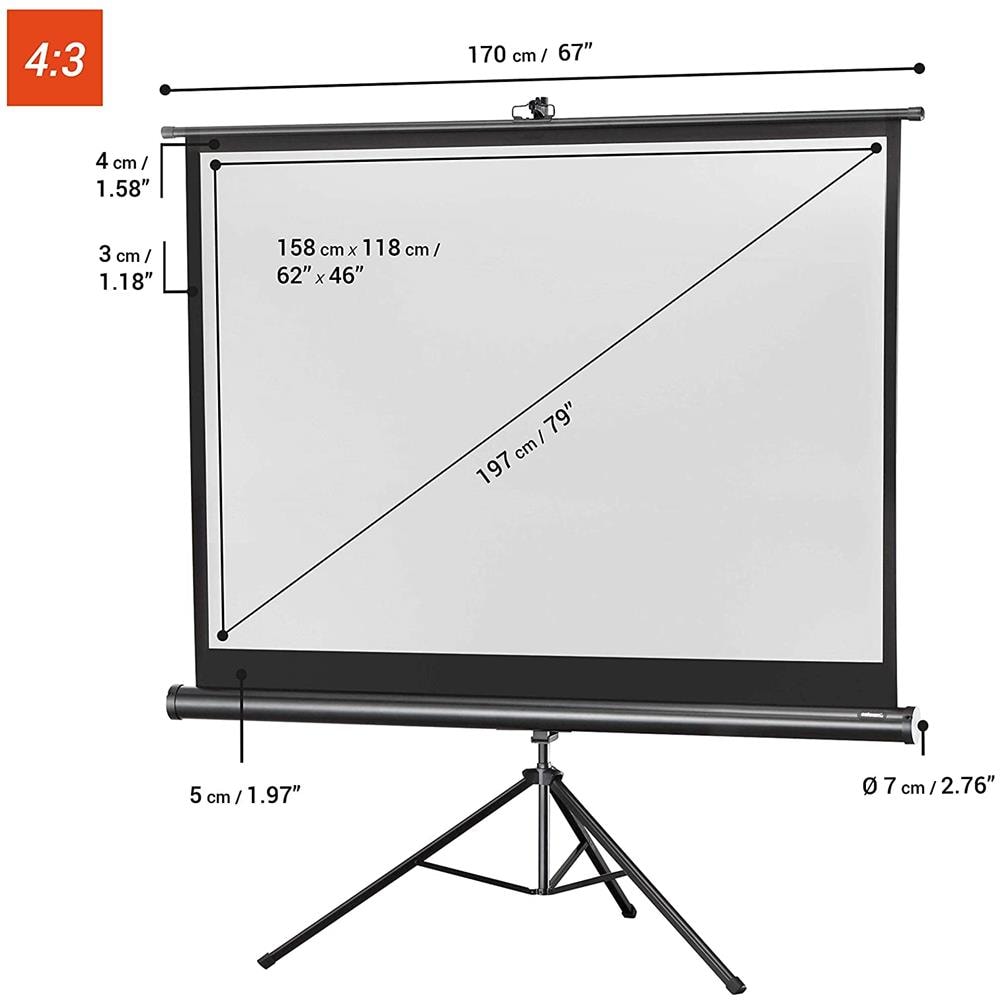 Schermo a treppiede per proiettore 1090258 Formato 4:3 Colore Bianco, Nero - Foto 2