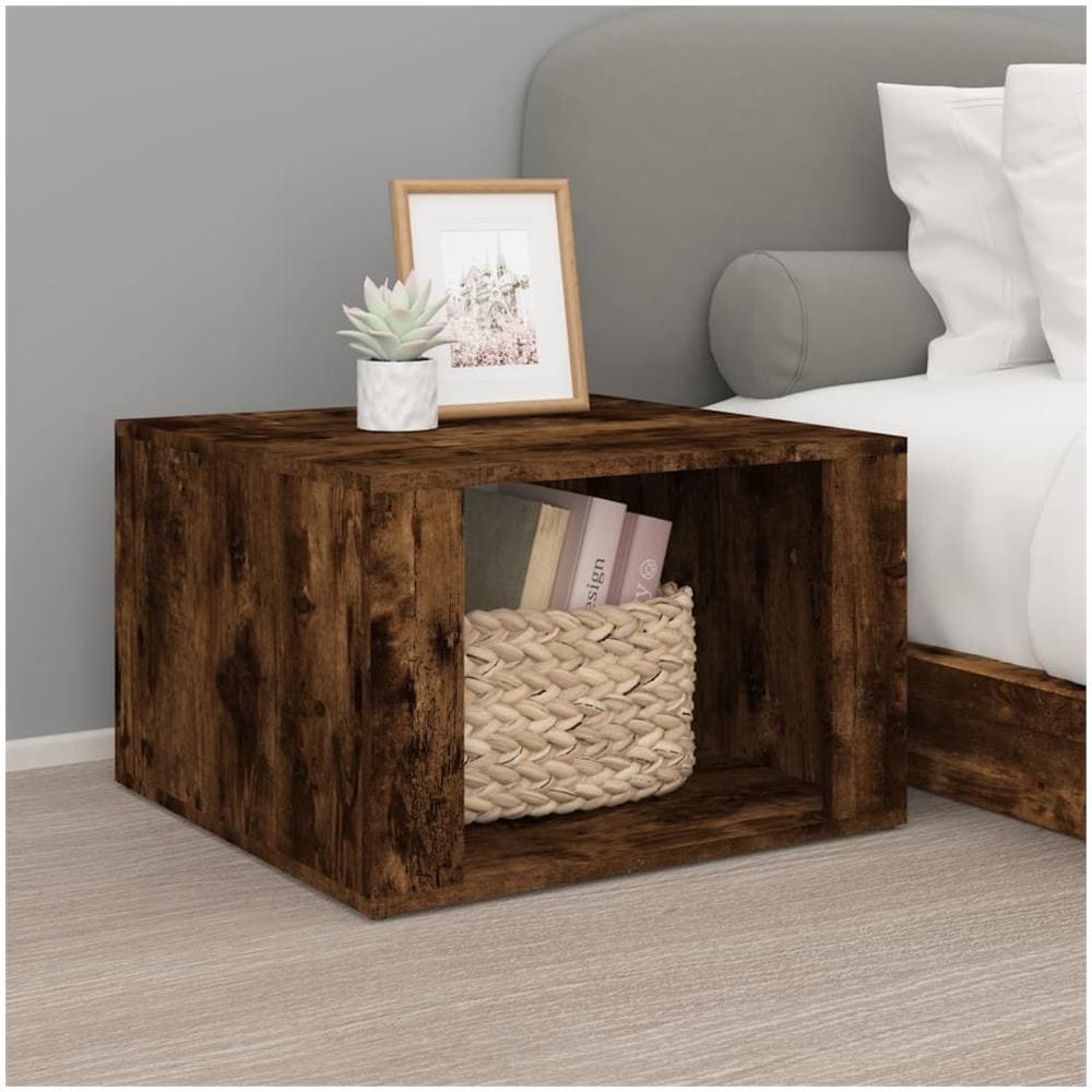 Comodino Rovere Fumo 57x55x36 Cm In Legno Multistrato - Foto 1