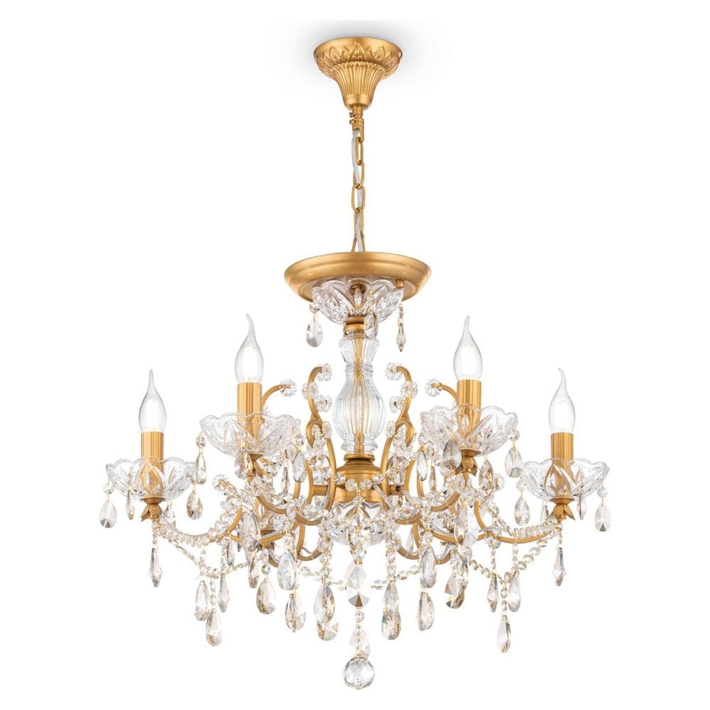 Lampadaro Contemporaneo Sevilla Metallo Oro 6 Luci - Foto 1