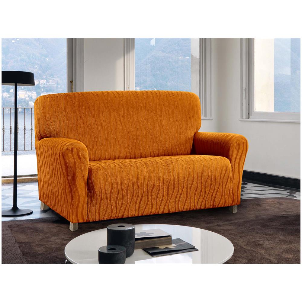 Copridivano Sofà Poltrona Elasticizzato Protezione Macchie Modello Wonderful 3 Posti Arancione - Foto 1