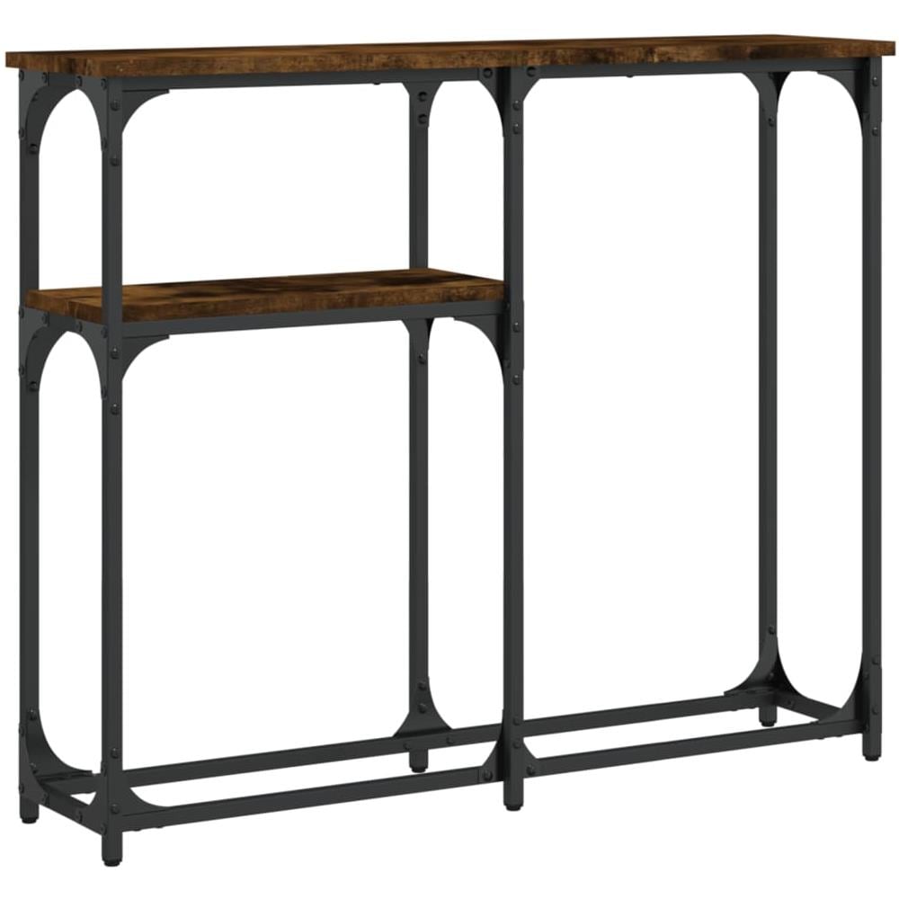 Tavolino Consolle Rovere Fumo 90x22,5x75cm In Legno Multistrato - Foto 2