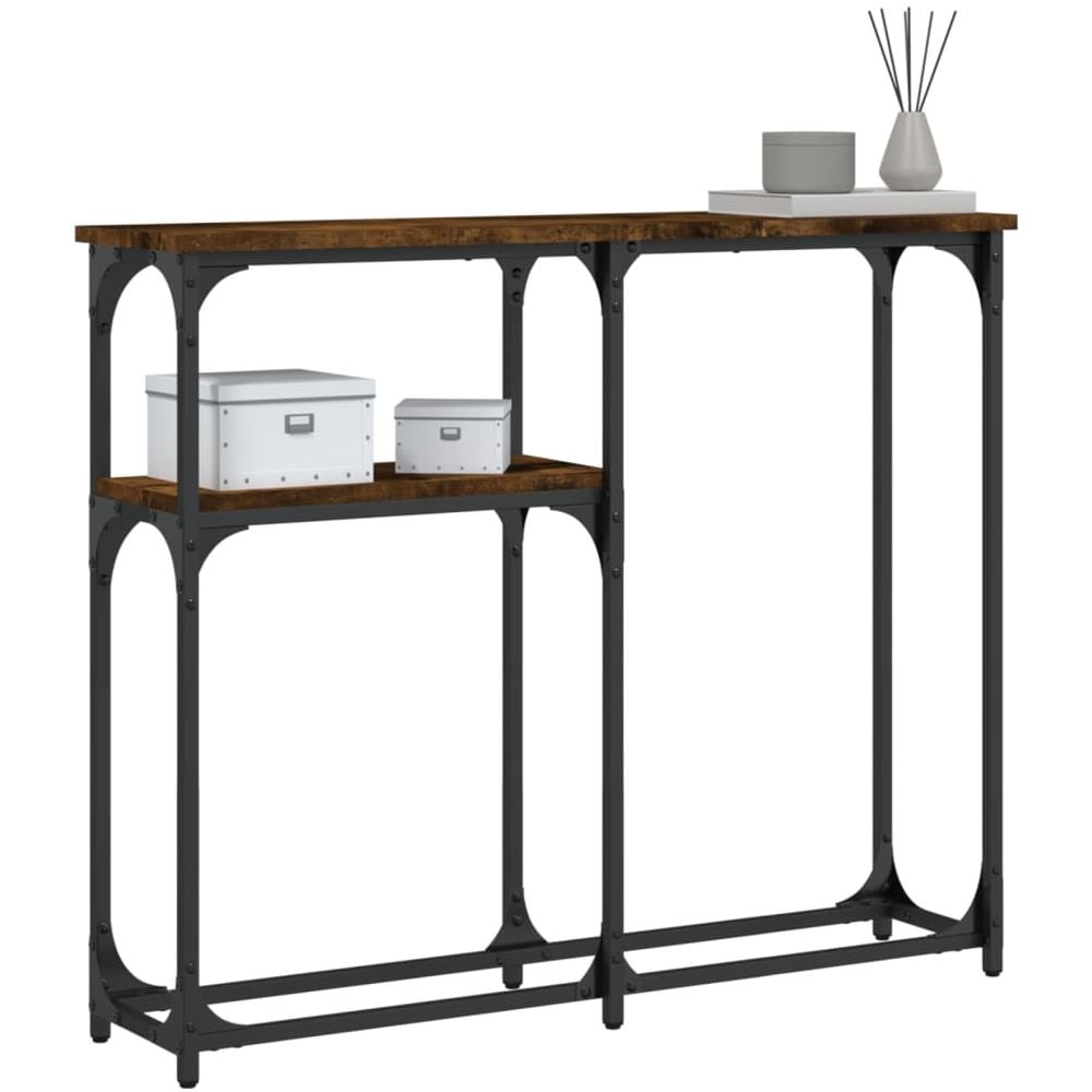 Tavolino Consolle Rovere Fumo 90x22,5x75cm In Legno Multistrato - Foto 3