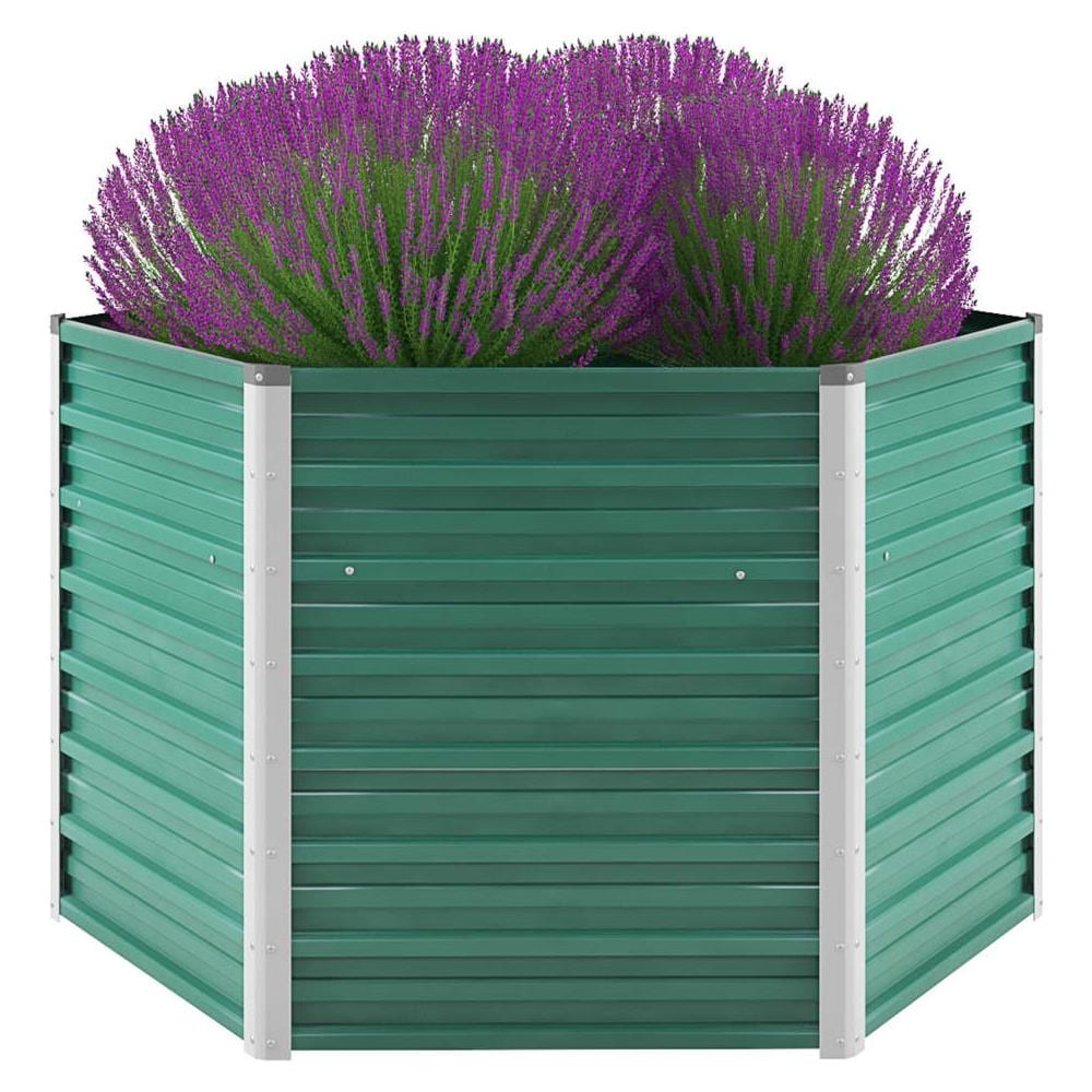 Letto Rialzato Giardino in Acciaio Zincato 129x129x77 cm Verde - Foto 1
