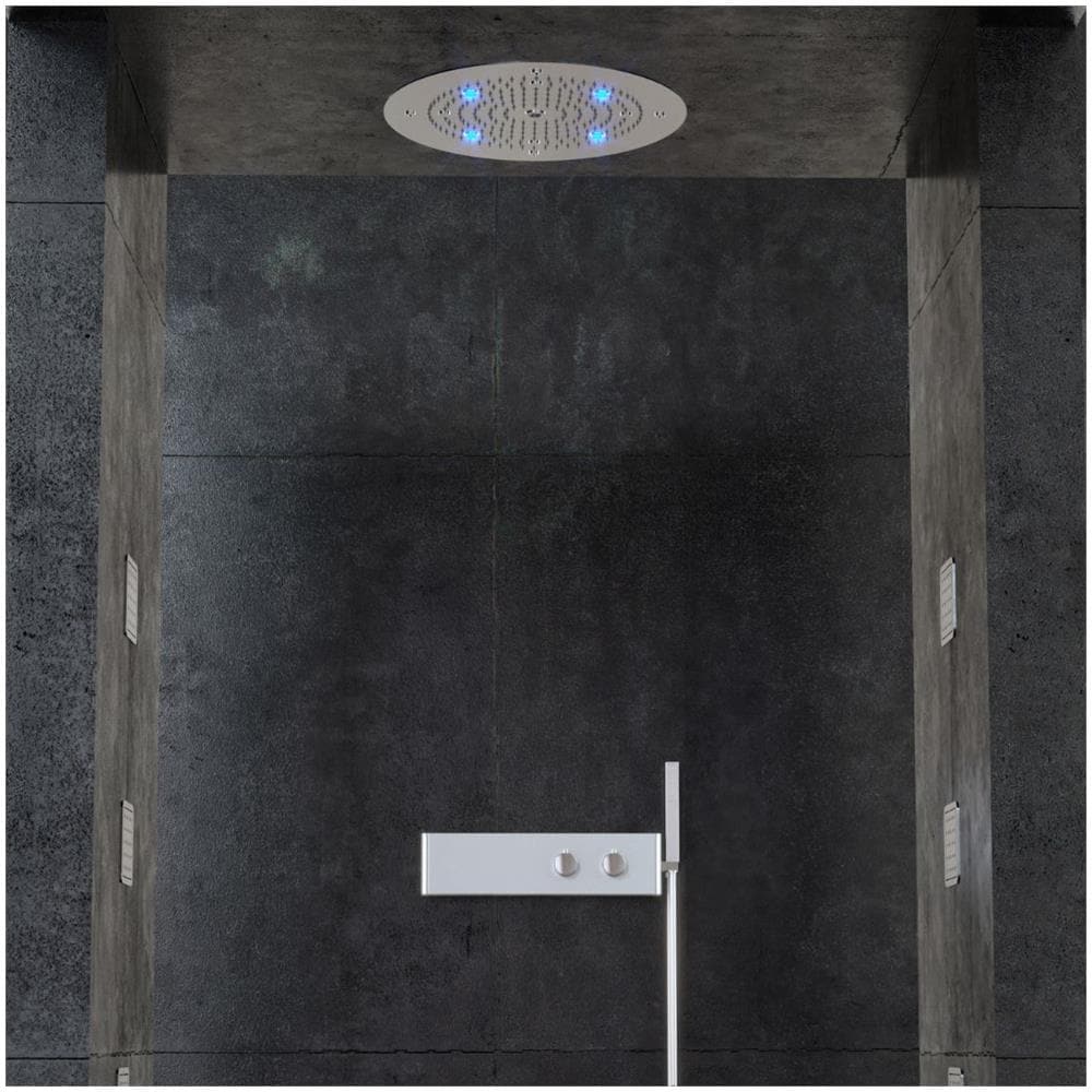 Soffione Doccia Led A Soffitto Installazione Da Incasso Acciaio Inox Tondo - Foto 2