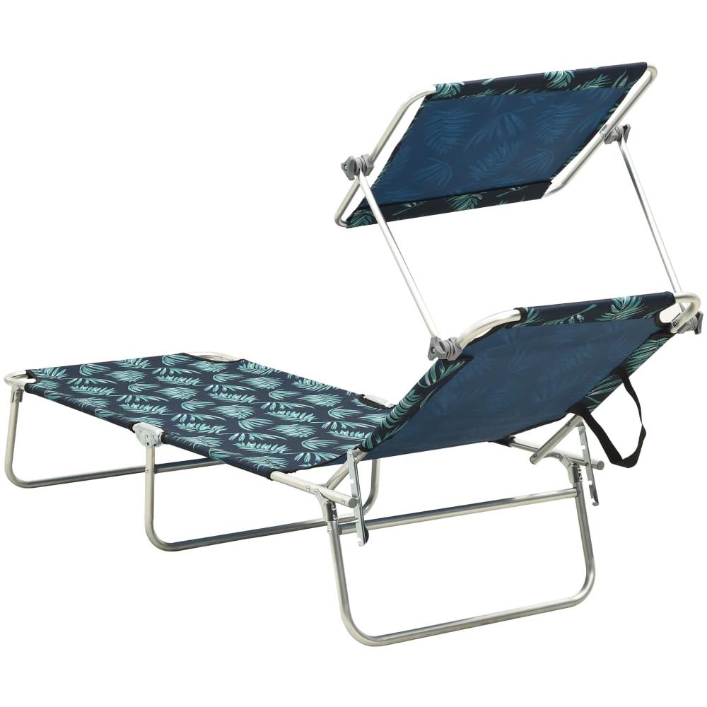 Lettino Prendisole Pieghevole Con Baldacchino Foglia Alluminio - Foto 3