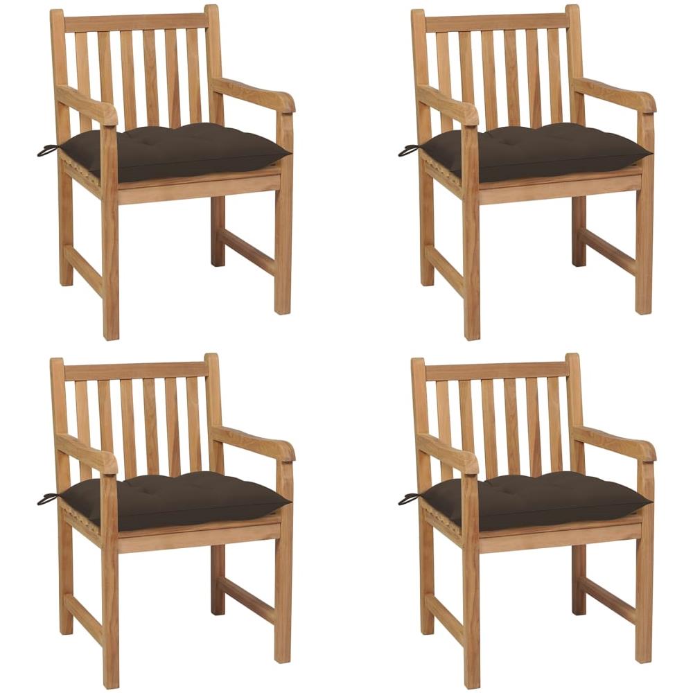 Sedie da Giardino 4 pz con Cuscini Talpa in Massello di Teak - Foto 1