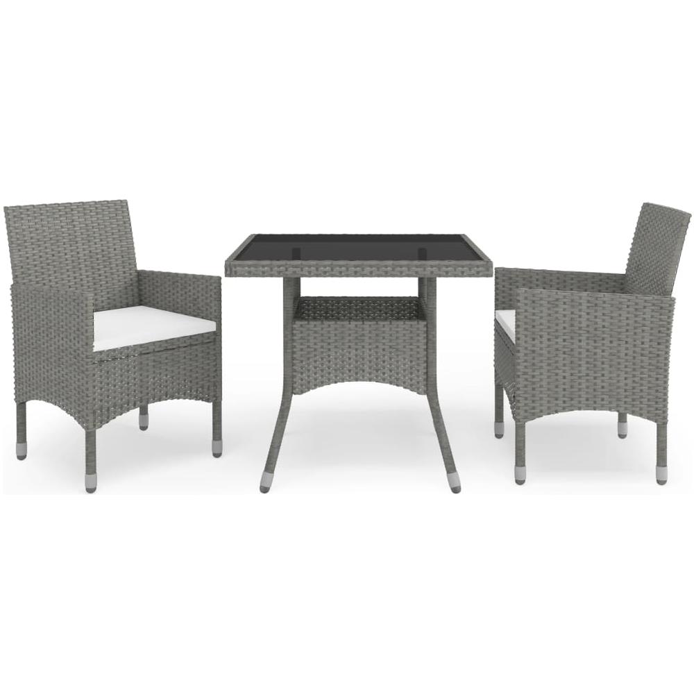 Set Mobili da Pranzo da Giardino 3 pz Grigio Polyrattan e Vetro - Foto 1