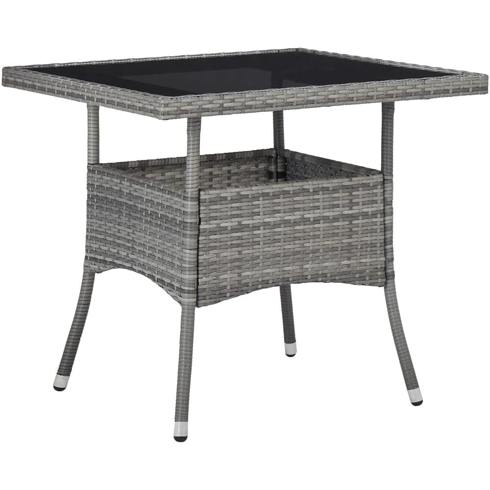 Set Mobili da Pranzo da Giardino 3 pz Grigio Polyrattan e Vetro - Foto 2