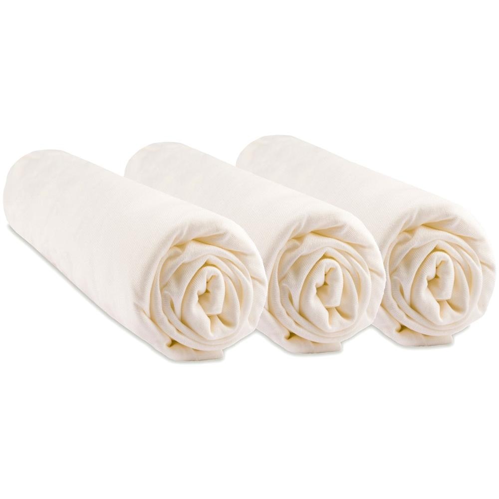 Set 3 Lenzuola Con Angoli In Jersey Di Cotone 100% - 70x140cm - Ecru - Foto 1
