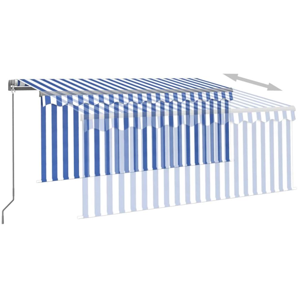 Tenda Sole Retrattile Manuale con LED 3x2,5m Blu e Bianco - Foto 2