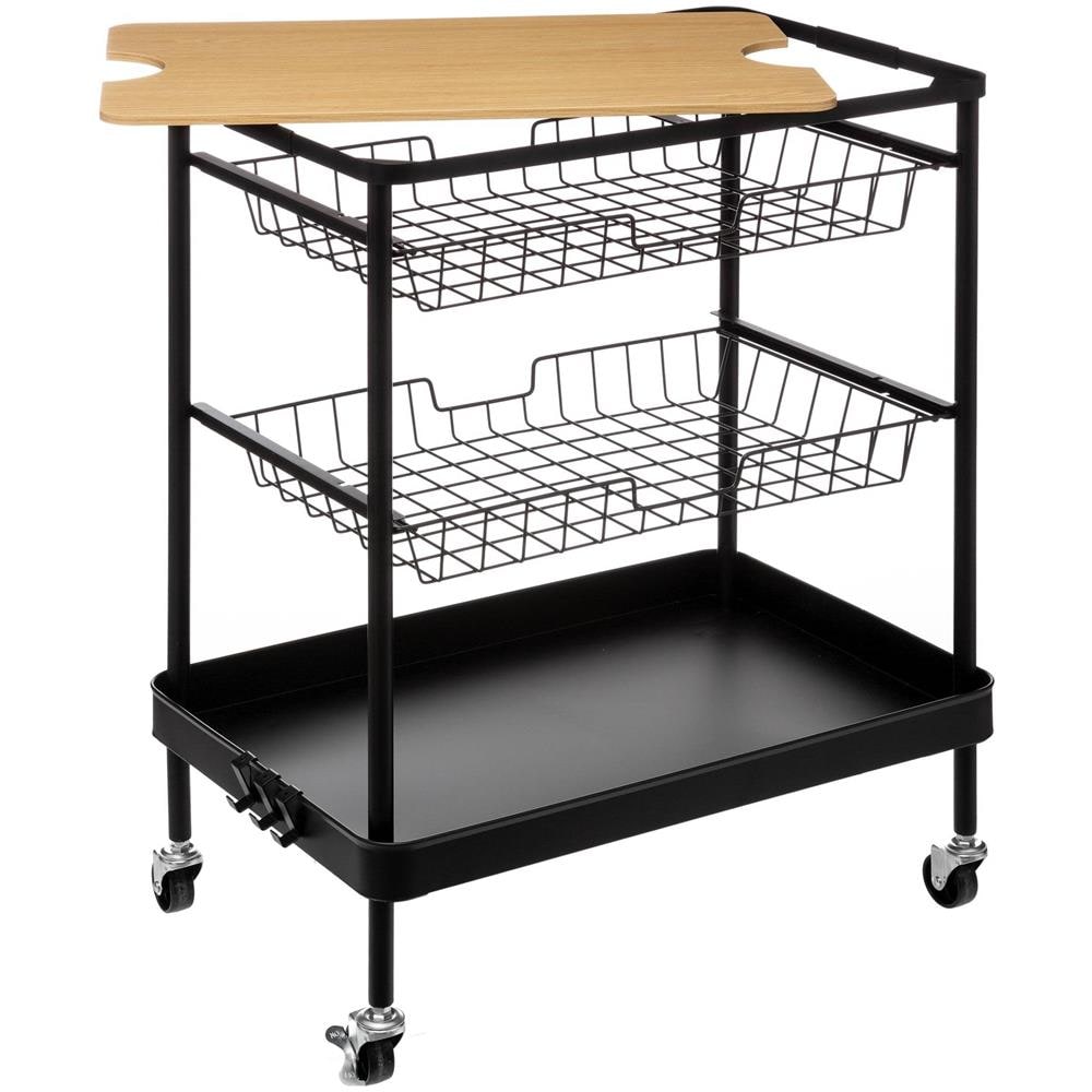 Carrello Da Cucina Con Vassoio E Cestelli, Nero - Foto 2