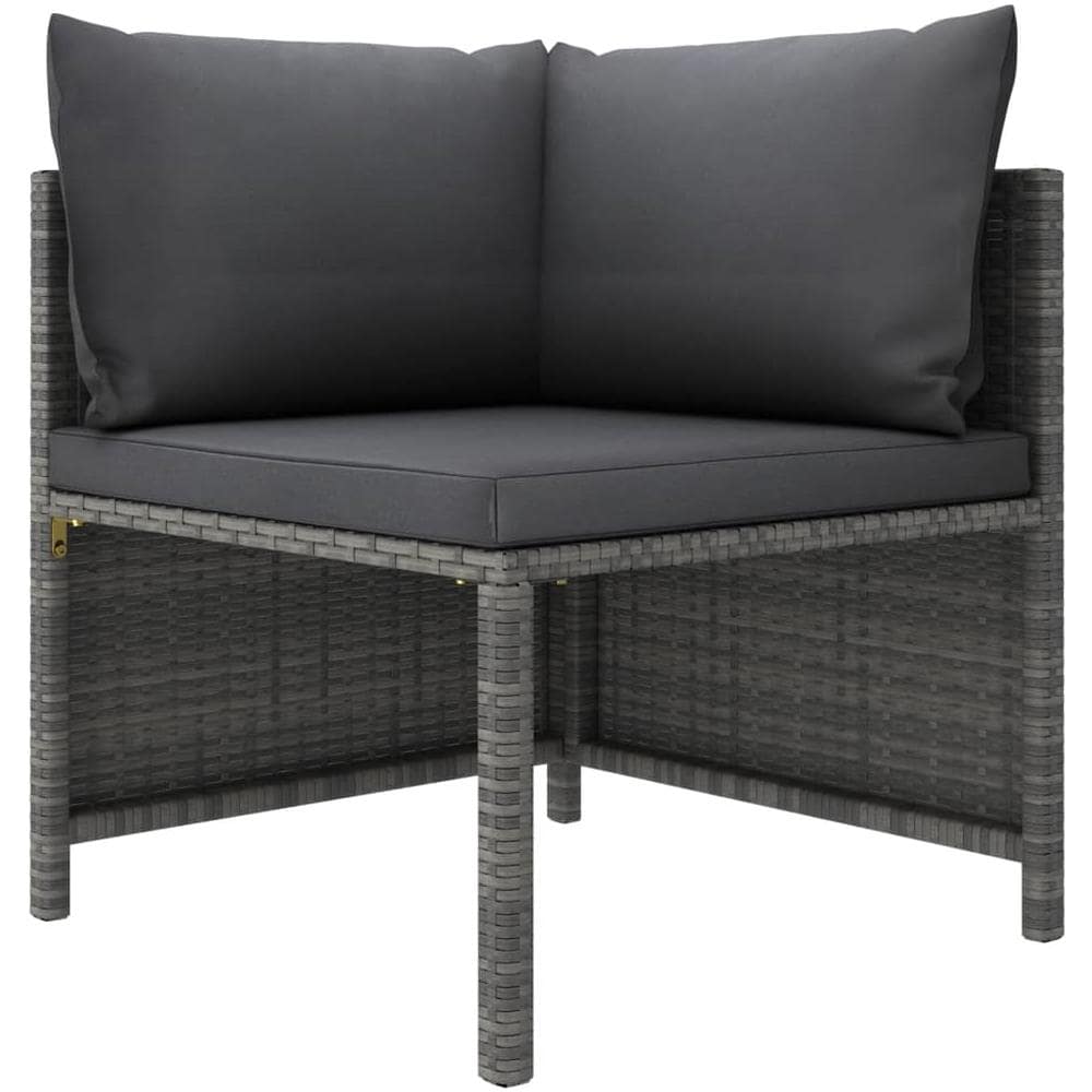 Set Divani da Giardino 6 pz con Cuscini in Polyrattan Grigio - Foto 3