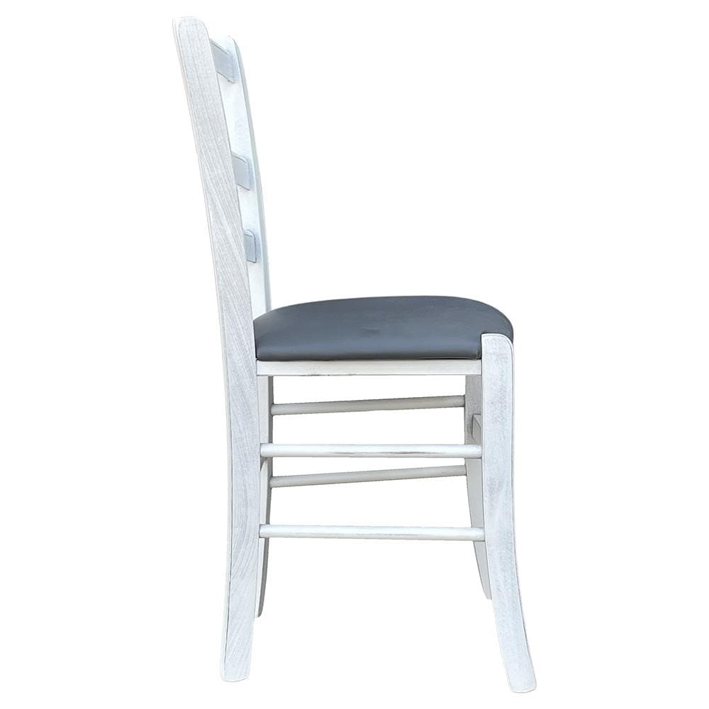 Sedia In Legno Venezia Anticata Bianca Con Seduta Imbottita Color Antracite - Foto 5