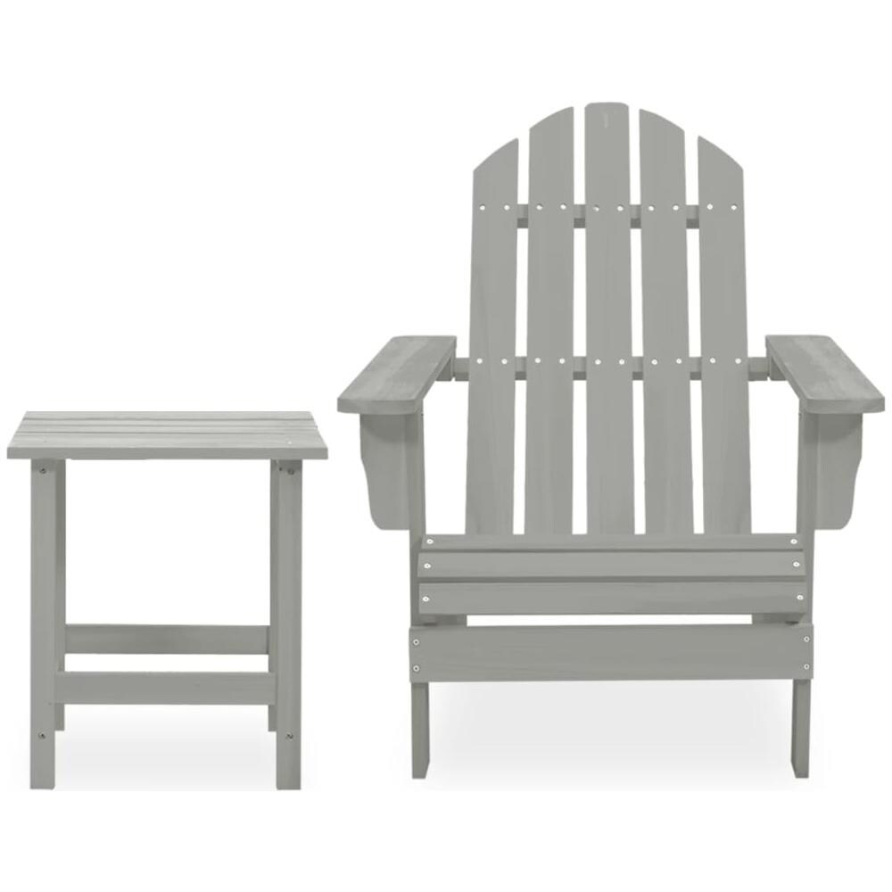 Sedia Da Giardino Adirondack Con Tavolino Legno Abete Grigio - Foto 2