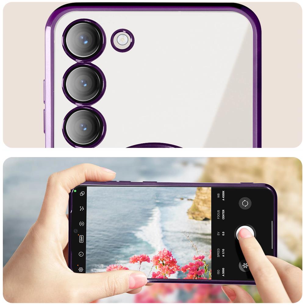 Cover Magsafe Per Samsung S23 Con Protezione Fotocamera Trasparente / Viola - Foto 5
