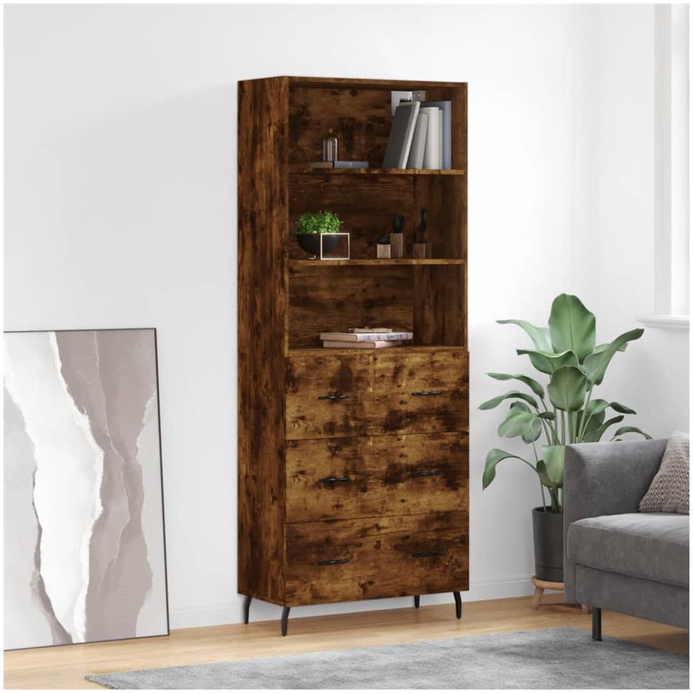 Credenza Armadietto Buffet Moderna Rovere Fumo 69,5x34x90 Cm In Legno Multistrato Dvb55827 78071873