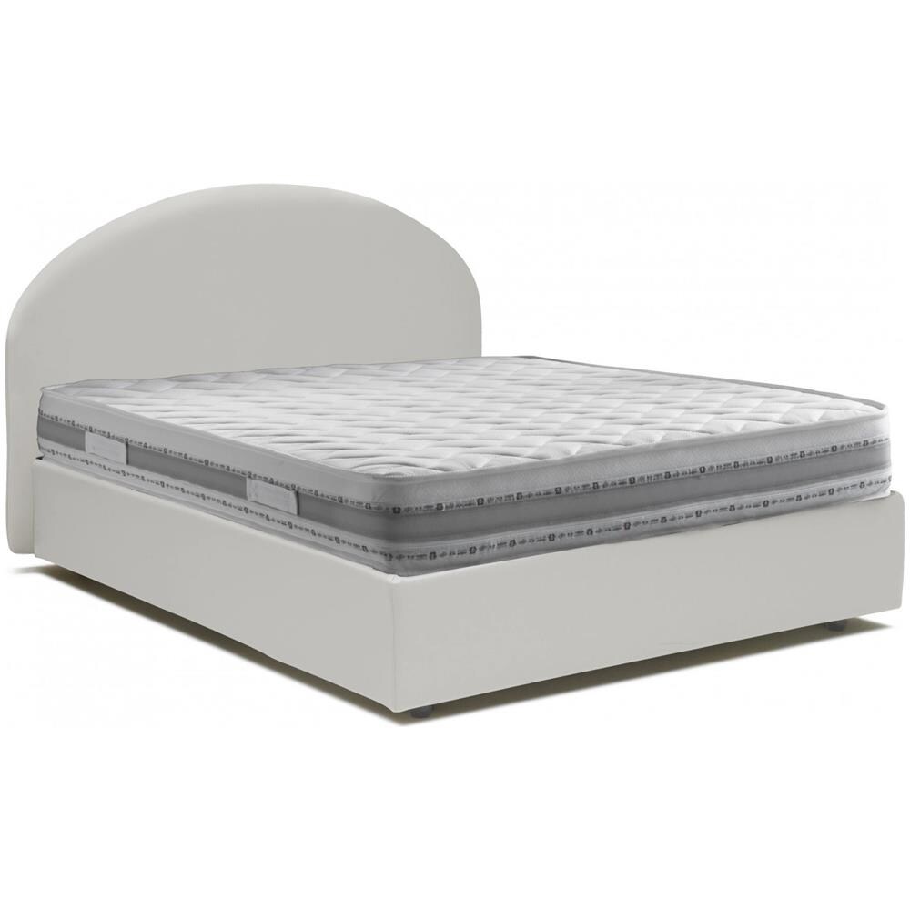 Letto Matrimoniale Sofia, Letto Contenitore Con Rivestimento In Ecopelle, 100% Made In Italy, Apertura Frontale, Con Materasso Cm 160x200 Incluso, Bianco - Foto 2