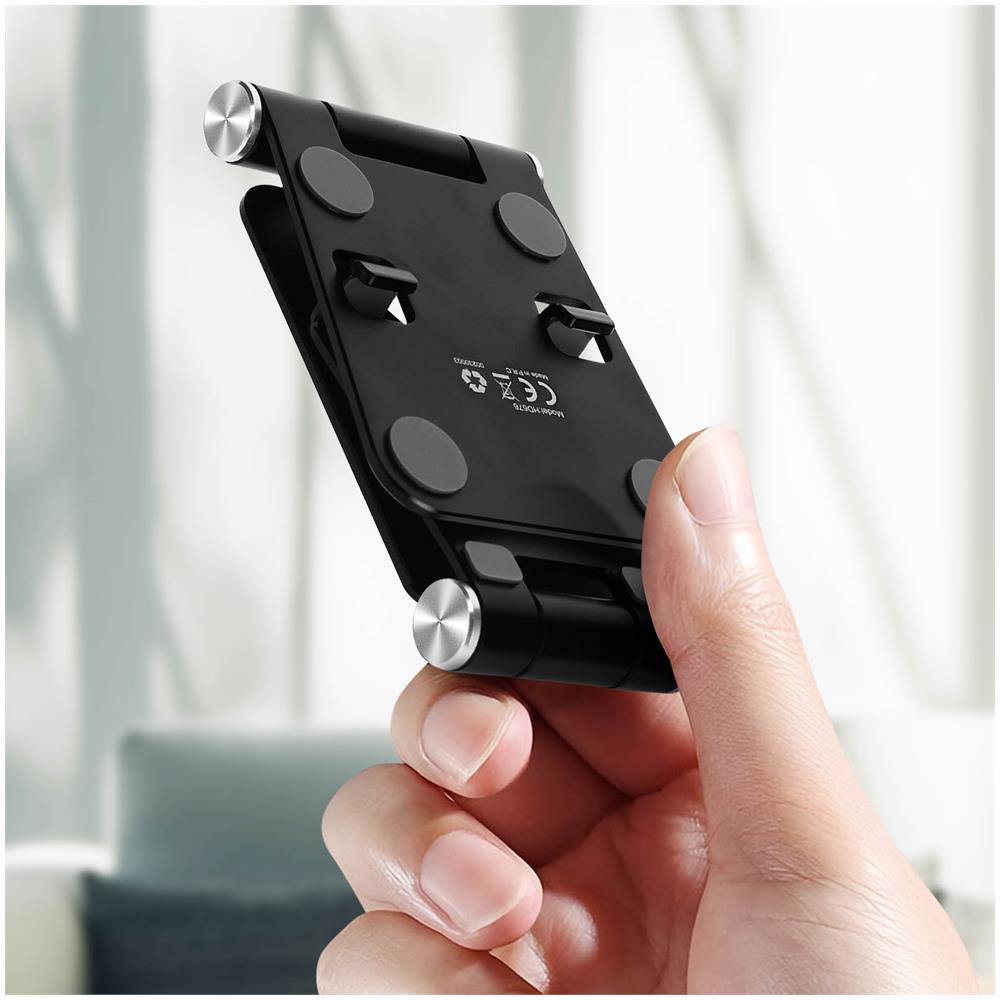 Mini Supporto Da Tavolo Nero Pieghevole Per Smartphone, Linq, Ultra Compatto - Foto 5