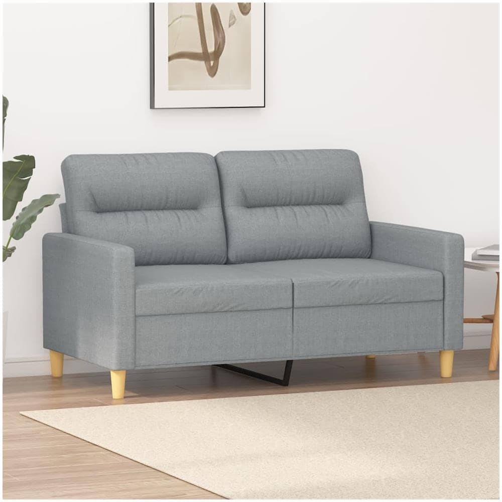 Divano A 2 Posti Grigio Chiaro 120 Cm In Tessuto - Foto 1