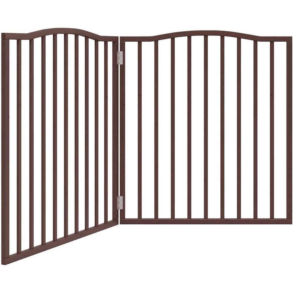 Cancello Cani Pieghevole 2 Pannelli Marrone 160cm Legno Pioppo - Foto 1