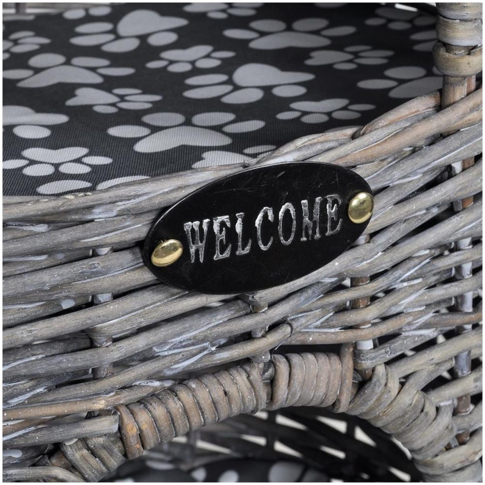 Albero Gatti 2 Livelli in Salice Casetta /Cuccia /Tiragraffi con Cuscino - Foto 2