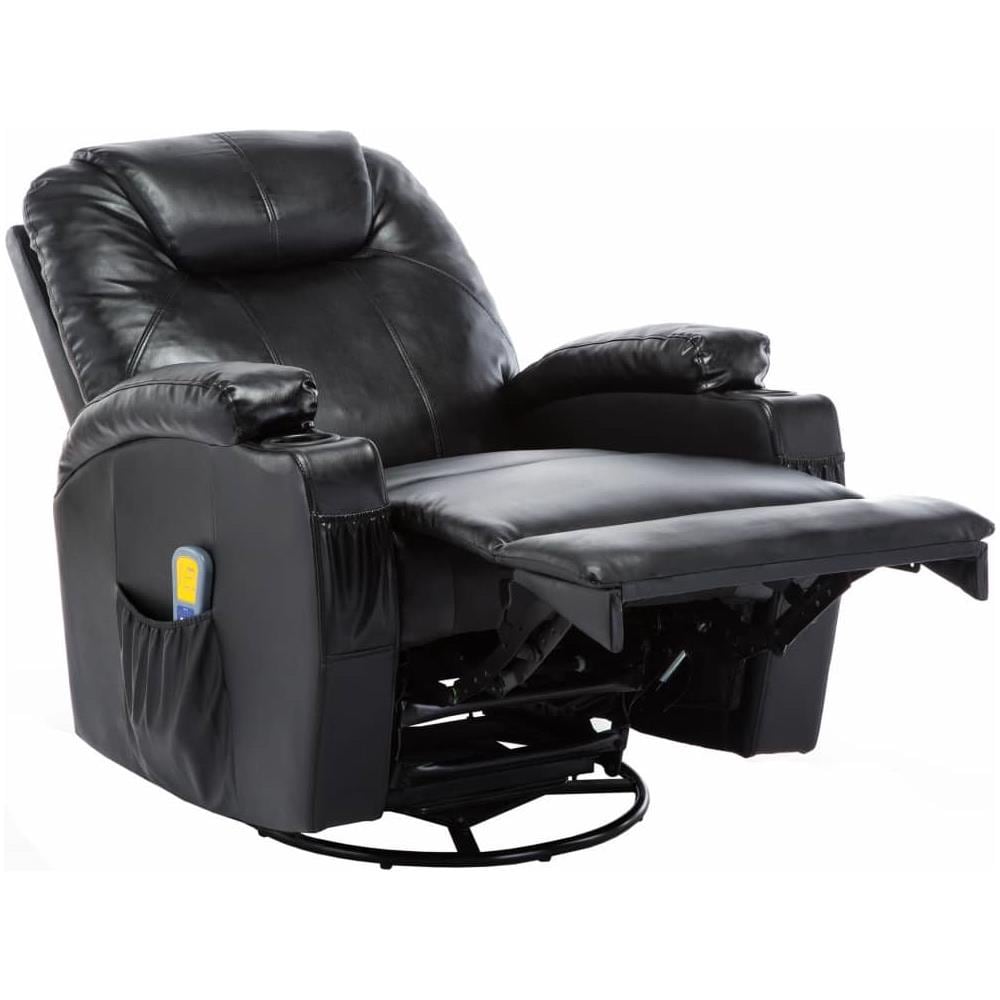 Poltrona Massaggiante Elettrica A Dondolo In Similpelle Nera - Foto 2