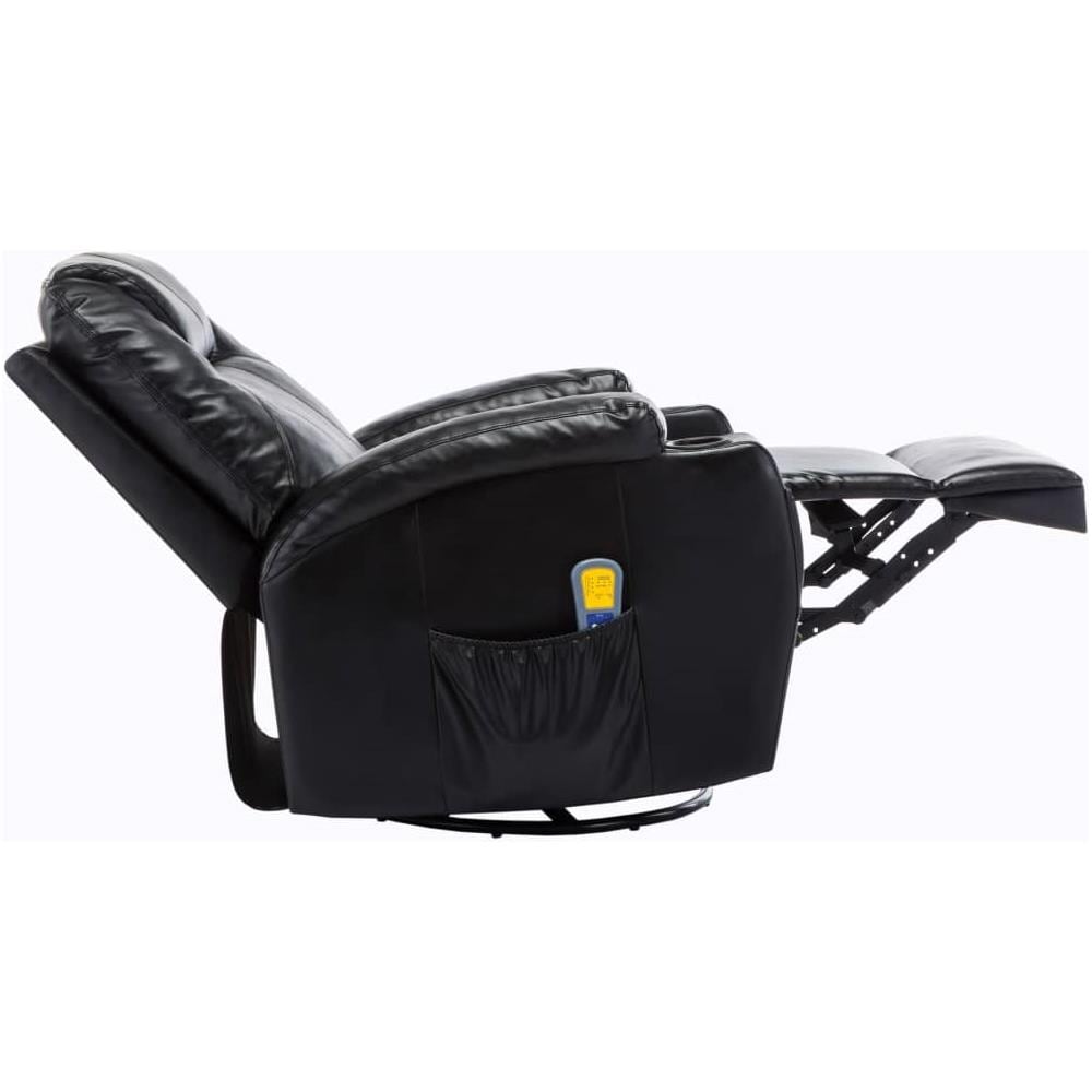 Poltrona Massaggiante Elettrica A Dondolo In Similpelle Nera - Foto 7