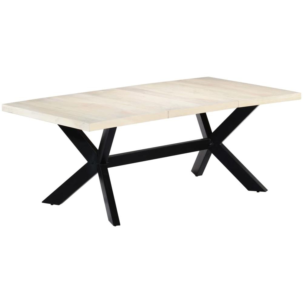 Tavolo Da Pranzo Bianco 200x100x75 Cm Legno Massello Di Mango - Foto 1