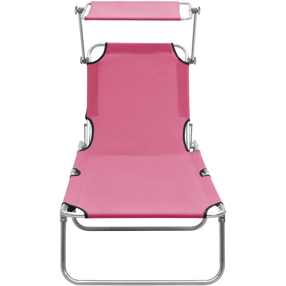 Lettino Prendisole Pieghevole Con Baldacchino Alluminio Rosa - Foto 3