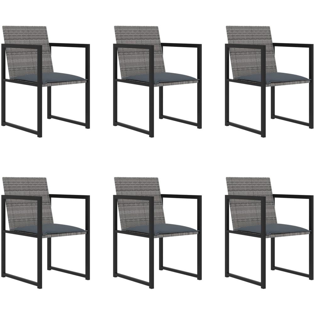 Set da Pranzo per Esterni 7 pz con Cuscini in Polyrattan Grigio - Foto 3