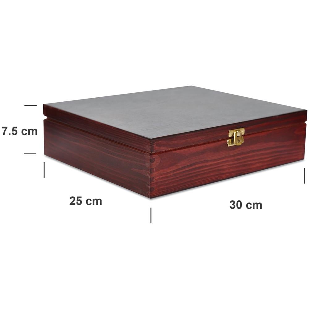 Rosso Scatola Porta Tè E Tisane In Legno | 12 Scomparti | 29 X 25 X 7,5 Cm | Tè Bustine | Coperchio | Serratura | Divisori Rimovibili | Perfetta Per Decoupage, Stoccaggio, Regalo - Foto 5