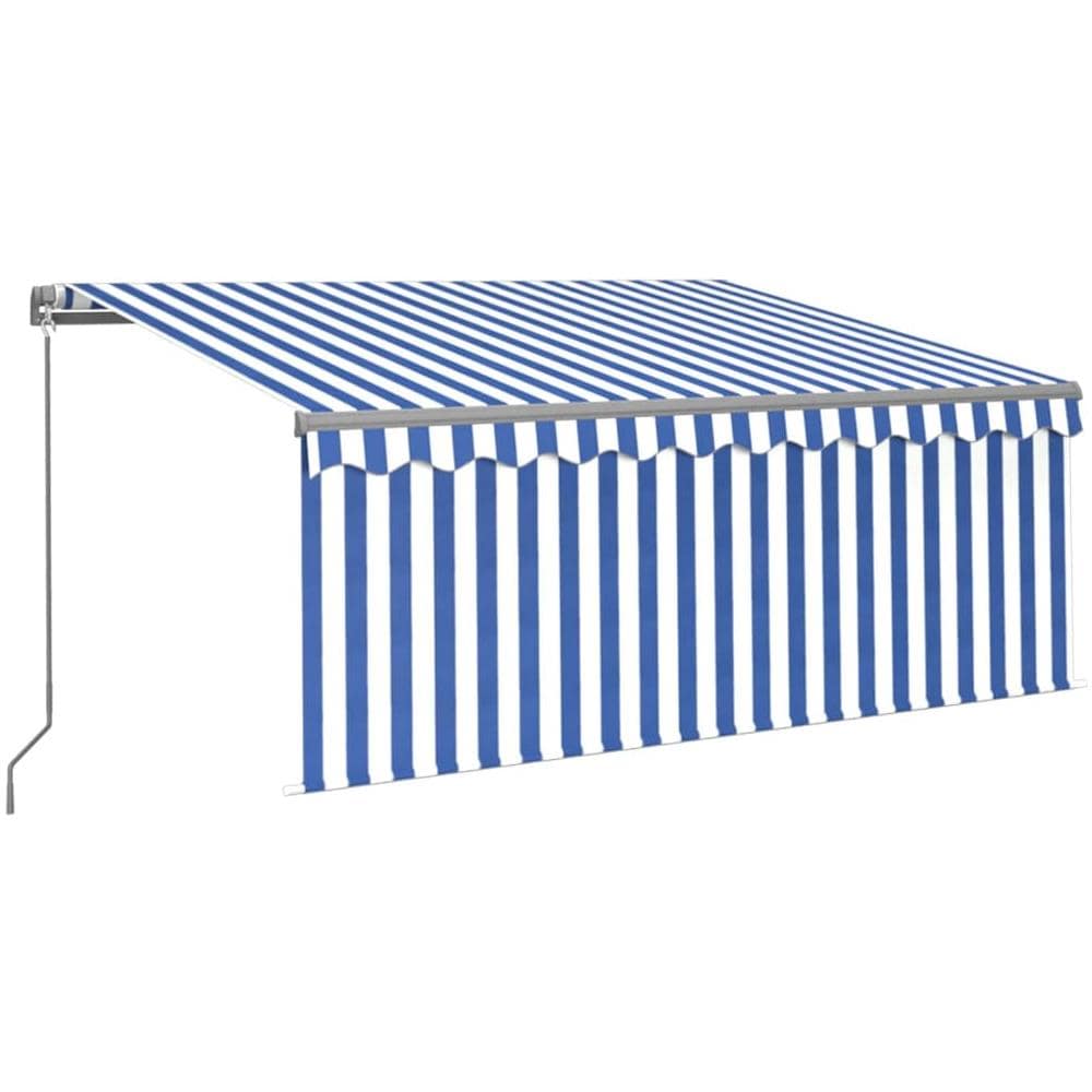Tenda da Sole Retrattile Manuale con Parasole 3x2,5m Blu Bianca - Foto 1