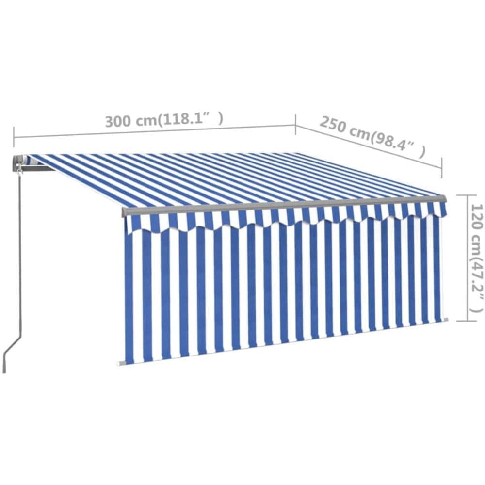 Tenda da Sole Retrattile Manuale con Parasole 3x2,5m Blu Bianca - Foto 6