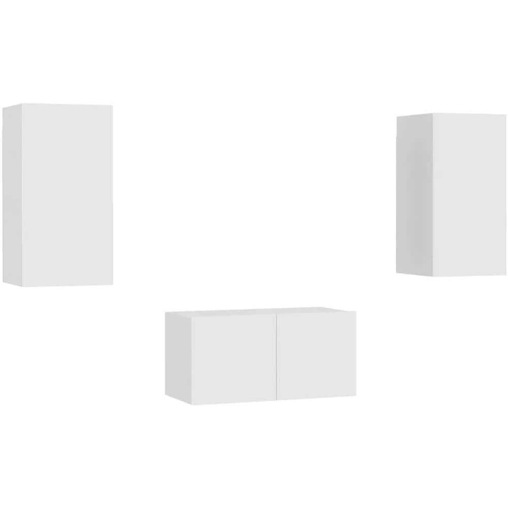 Set Mobili Porta TV 3 pz Bianco in Legno Multistrato - Foto 1