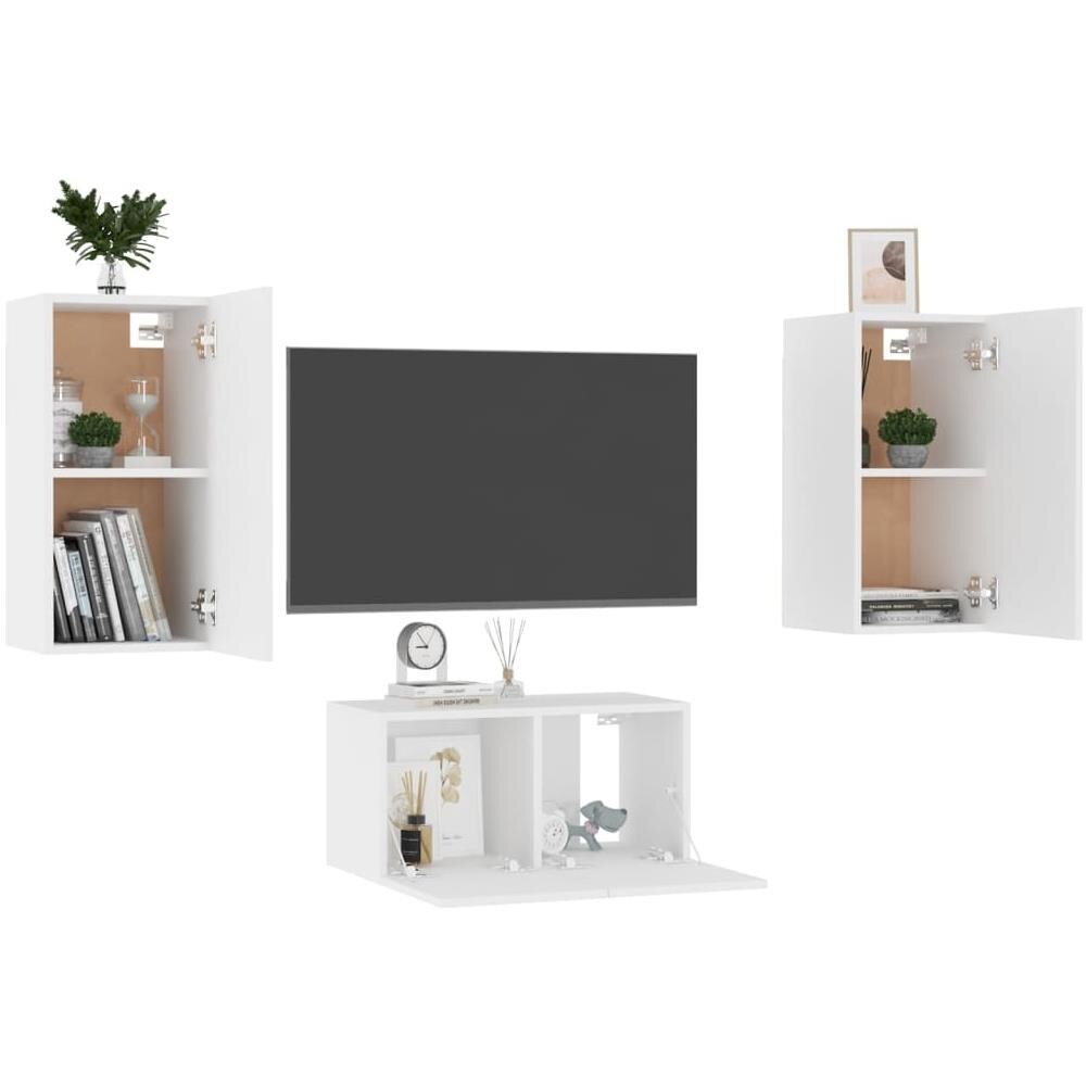 Set Mobili Porta TV 3 pz Bianco in Legno Multistrato - Foto 10