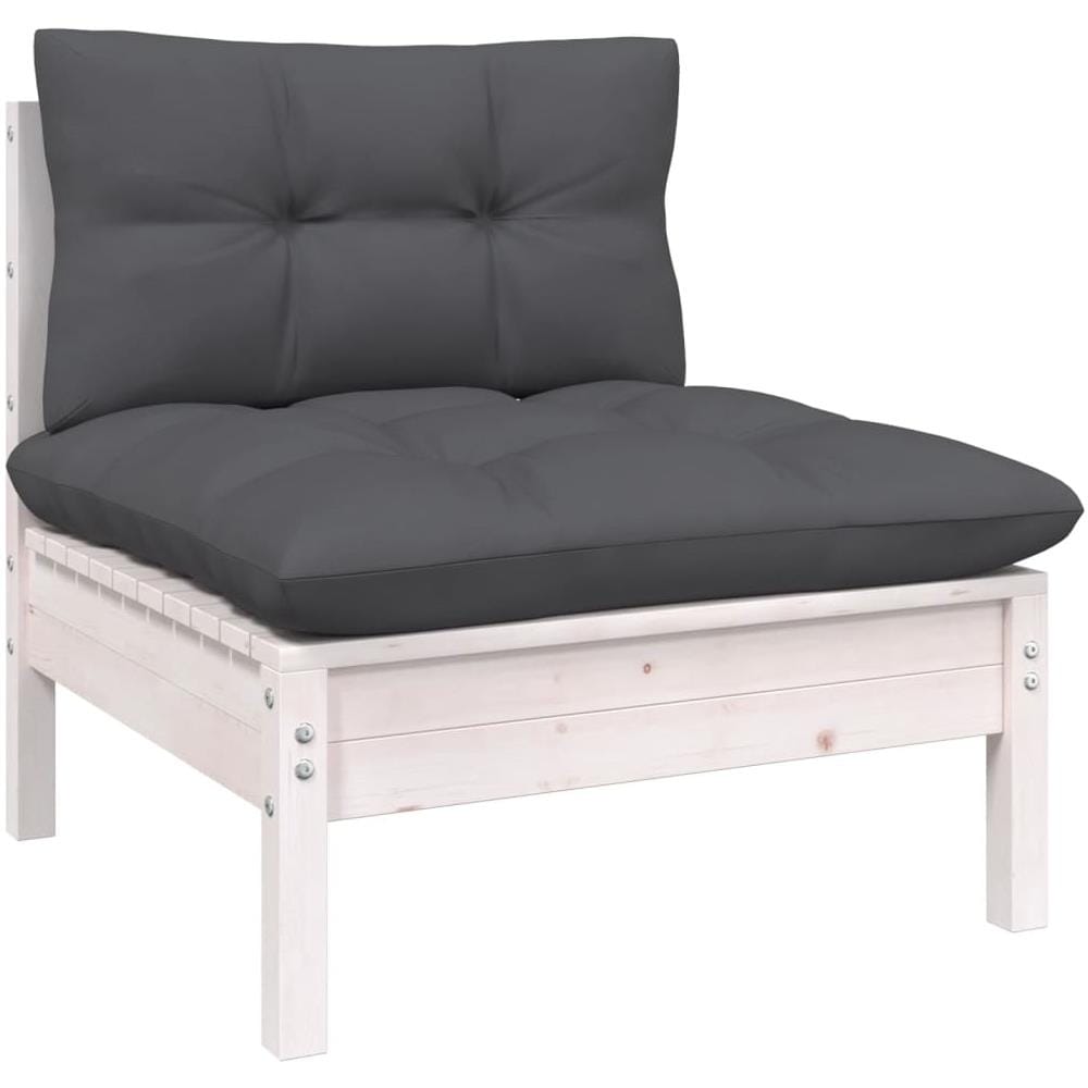 Divano Centrale Da Giardino Con Cuscini Bianco Massello Di Pino - Foto 1