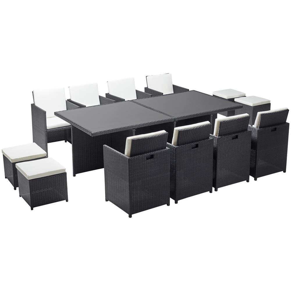 Salotto Da Giardino A Incasso 12 Posti Resina Intrecciata Bianco/nero Monaco - Foto 1