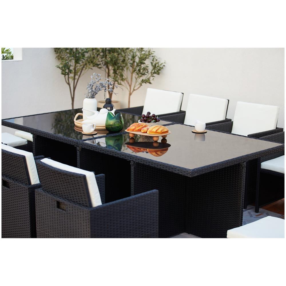 Salotto Da Giardino A Incasso 12 Posti Resina Intrecciata Bianco/nero Monaco - Foto 8