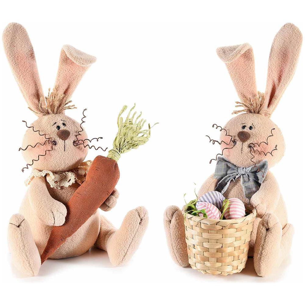 Conigli Pasquali In Stoffa Imbottita Con Carote E Uova Decorazioni Per Addobbare Casa E Negozi Per Pasqua Idea Regalo Bambini Set Da 2 - Foto 1