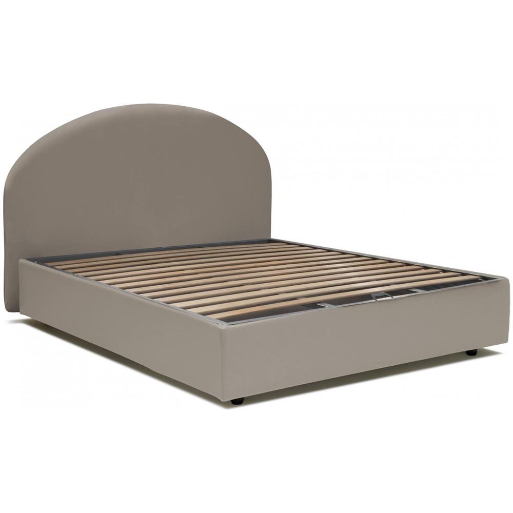 Letto Matrimoniale Corinne, Letto Contenitore Con Rivestimento In Ecopelle, 100% Made In Italy, Apertura Frontale, Adatto Per Materasso Cm 160x200, Tortora - Foto 3