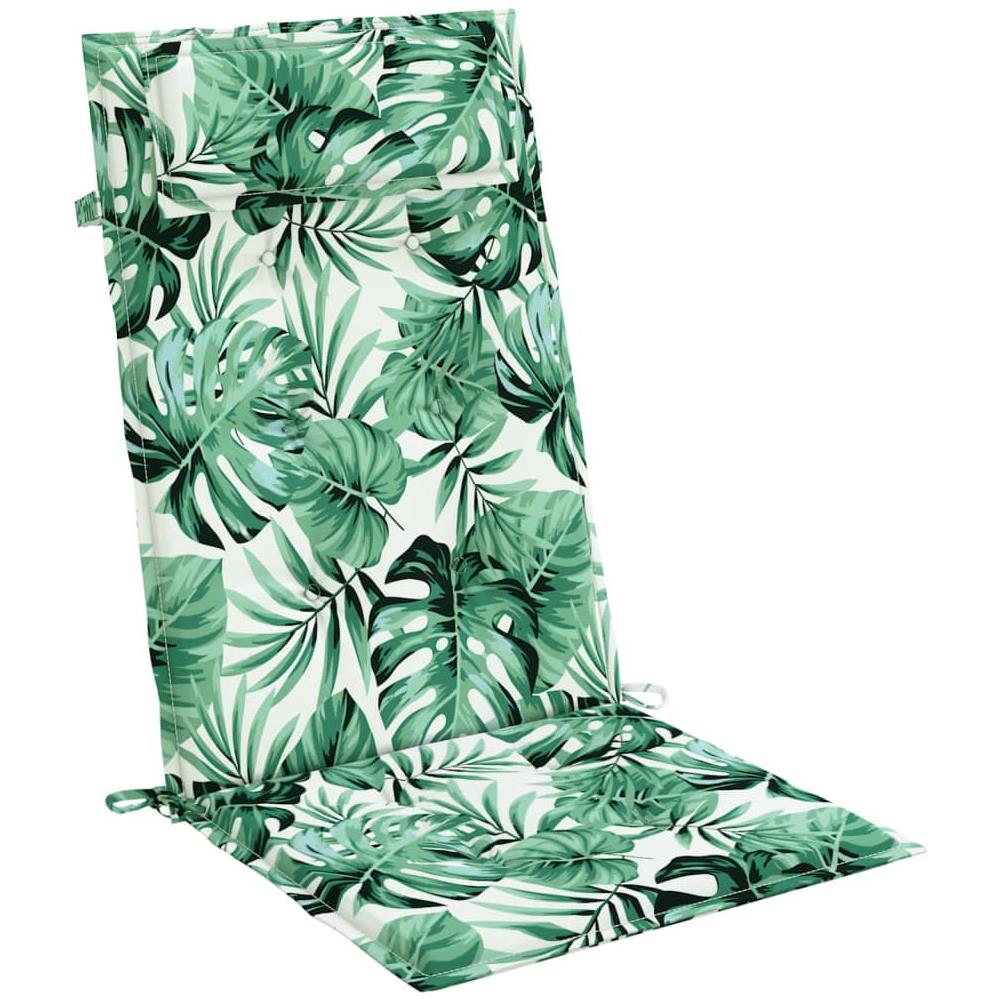 Cuscini Sedia Schienale Alto 4 Pz Motivo Foglie Tessuto Oxford - Foto 3