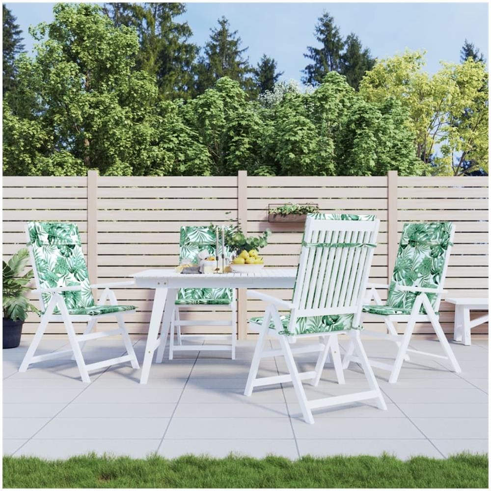 Cuscini Sedia Schienale Alto 4 Pz Motivo Foglie Tessuto Oxford - Foto 1