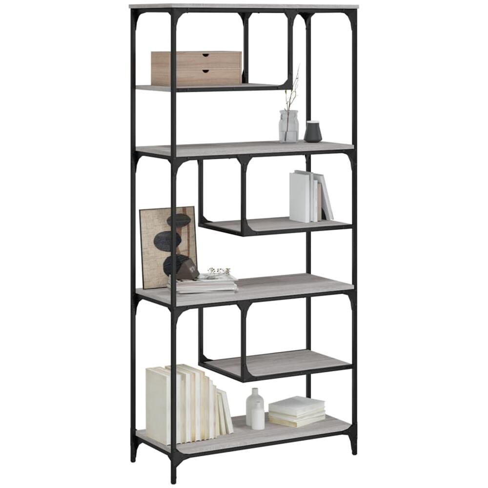 Libreria Grigio Sonoma 81x36x176 Cm In Legno Multistrato - Foto 3