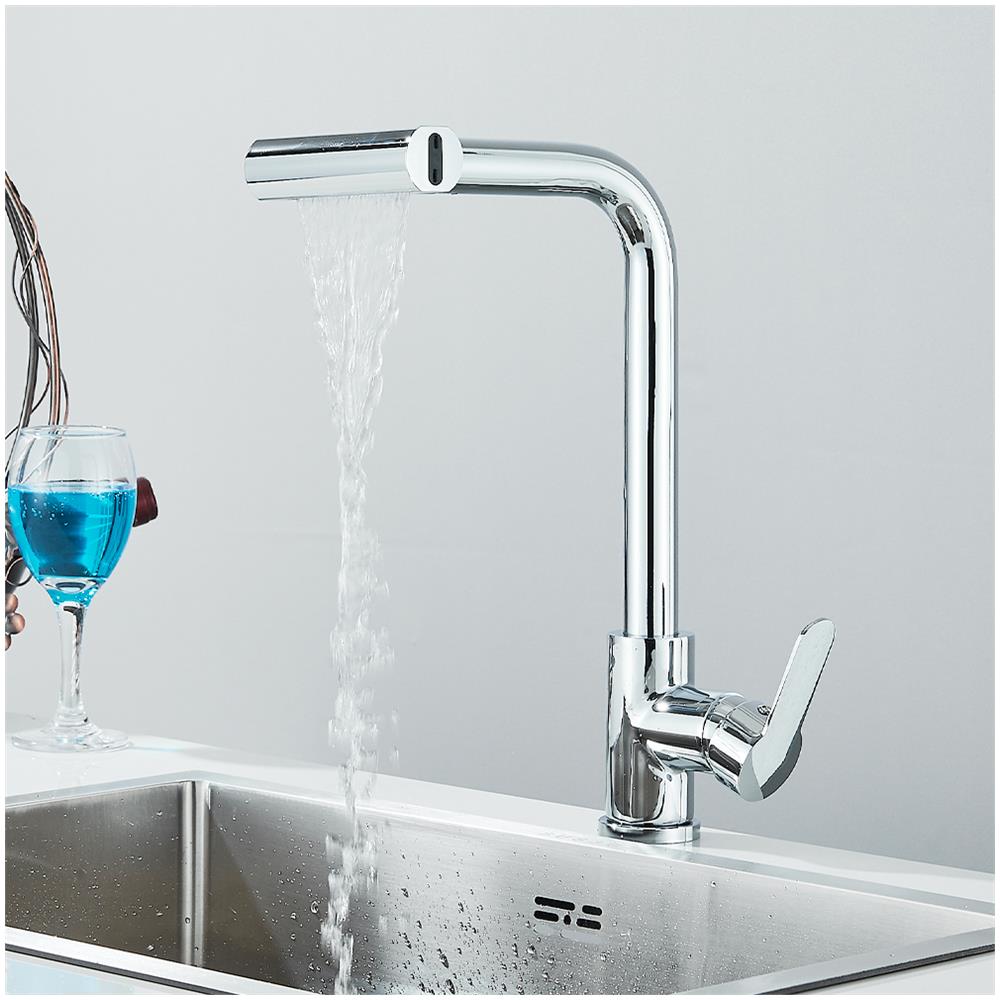 Rubinetto per lavello da cucina, Blackswan, tipo M368, modello cromato, con doccia mobile, bocca girevole e 4 modalità, misura 35 cm - Foto 4