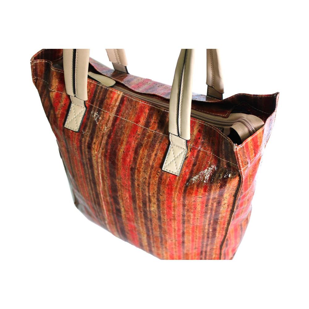 Borsa Donna Shopping A Spalla Linea Sughero Multirighe 1320-2 Nero - Foto 2