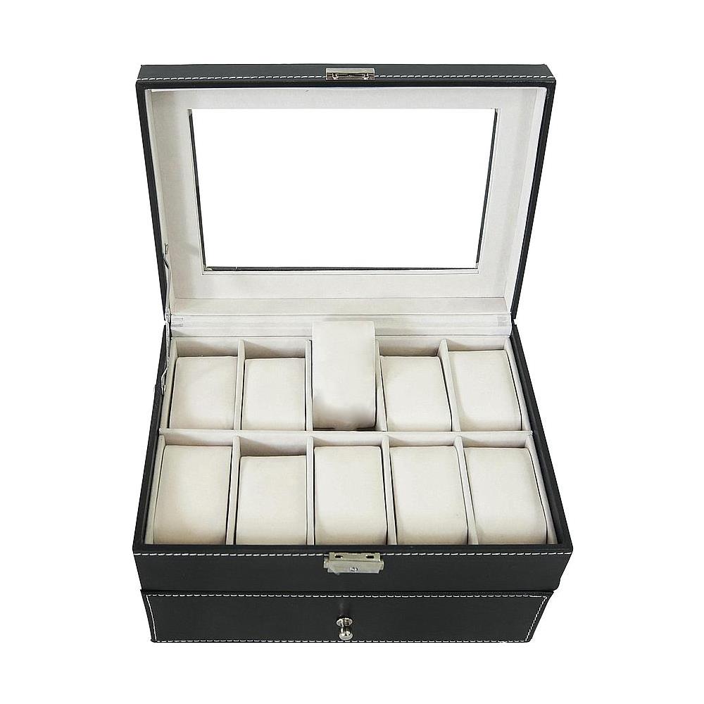 Porta Prologi, Porta Bracciali, 20 Orologi Con Cassetto Ed Espositore, Nero / beige, Dimensione: 28,5 X 20,5 X 15 Cm - Foto 6