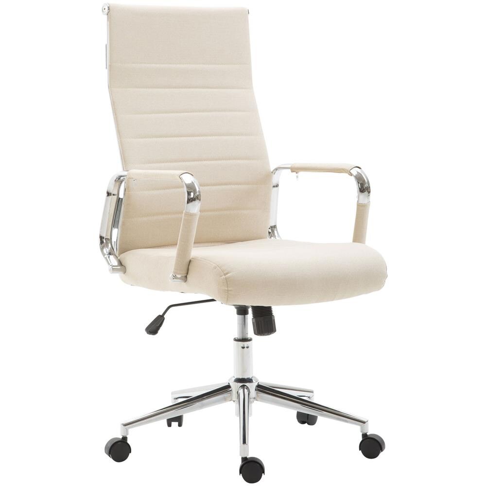 Sedia Ufficio Girevole Kolumbus in Tessuto I Sedia Scrivania Ergonomica con Alto Schienale I Sedia Studio Regolabile con Braccioli Crema - Foto 1