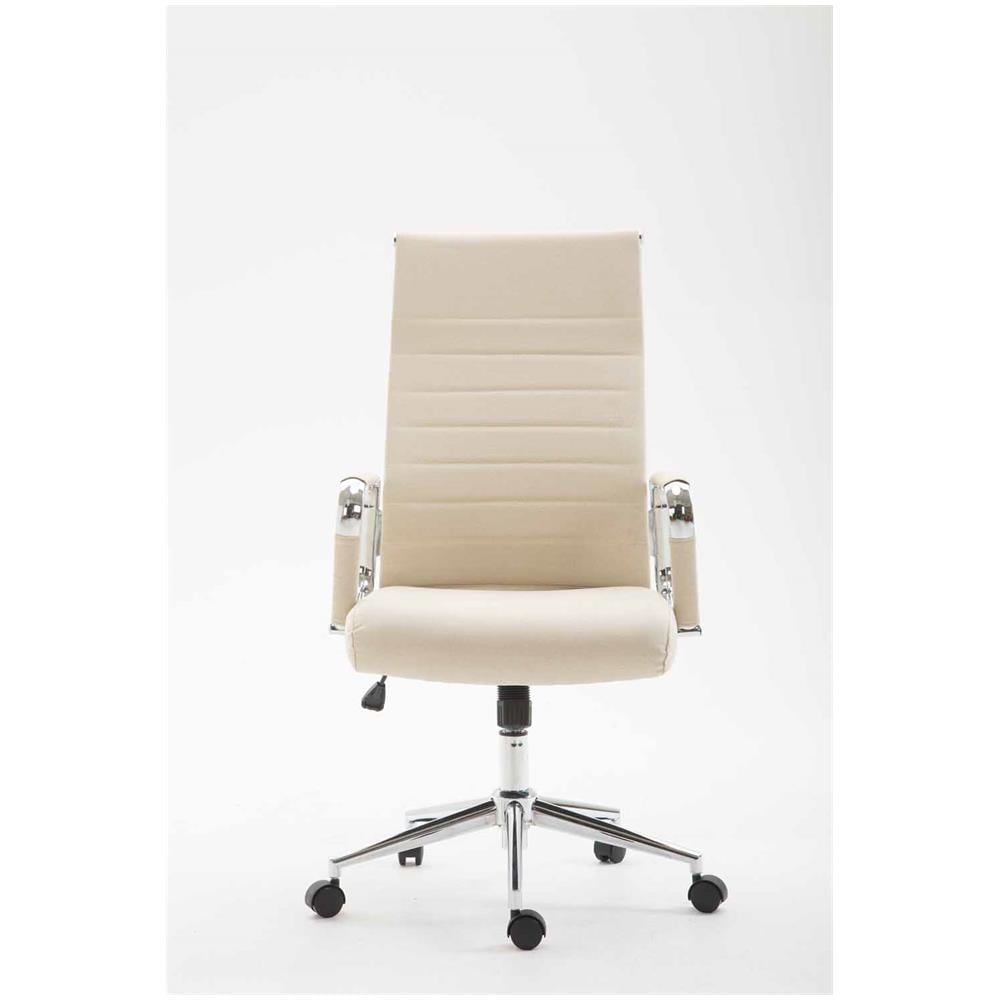 Sedia Ufficio Girevole Kolumbus in Tessuto I Sedia Scrivania Ergonomica con Alto Schienale I Sedia Studio Regolabile con Braccioli Crema - Foto 2