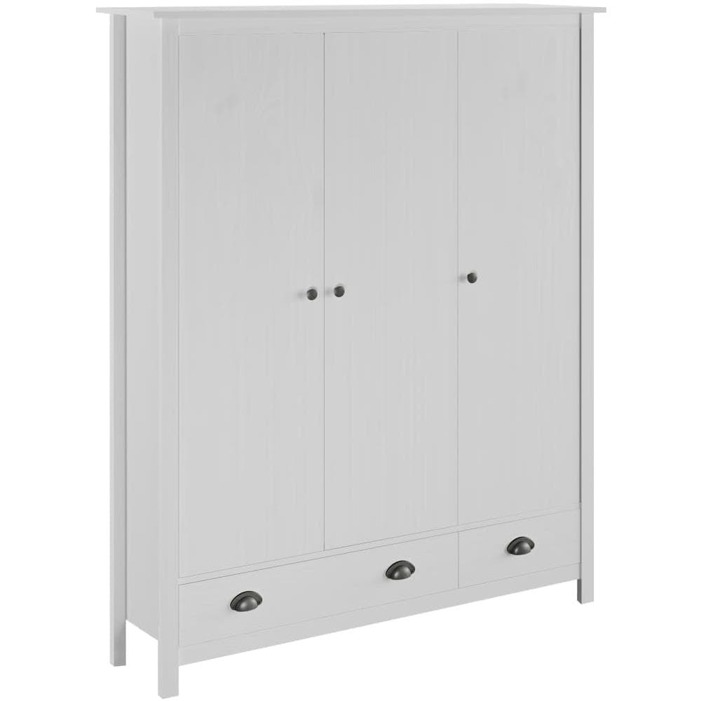 Armadio a 3 Ante Hill Bianco 127x50x170 cm in Legno di Pino - Foto 1