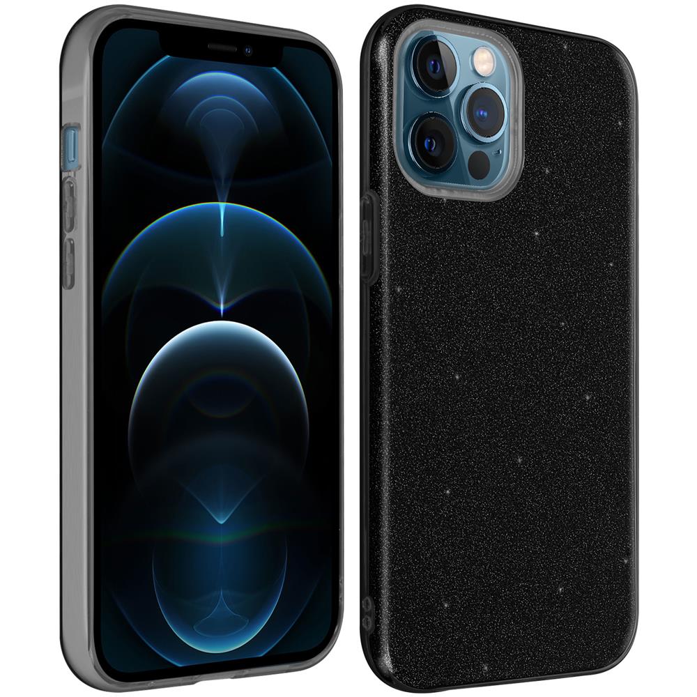 Cover Semirigida Iphone 12 / 12 Pro In Silicone Con Paillettes Rimovibili Nero - Foto 1